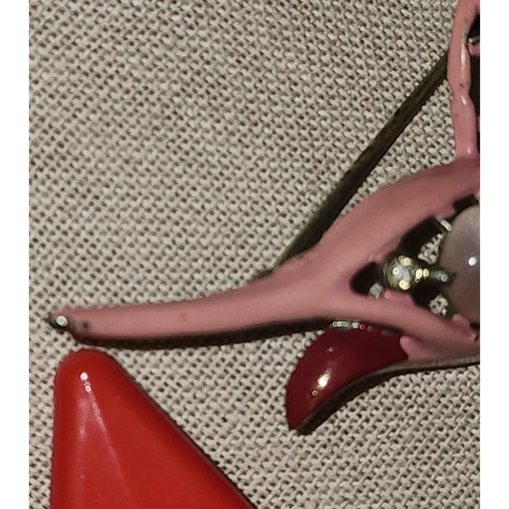 Rare VTG Pink Enamel Swordfish Marlin Brooch Moonstone Rhinestone Nautical READ - Picture 6 of 7